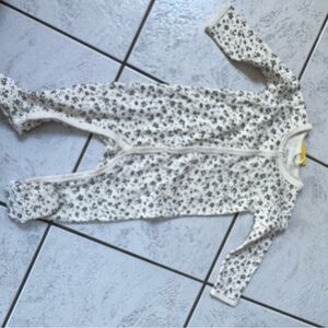 Quincy Mae Cream and Black Floral Baby Jumpsuit